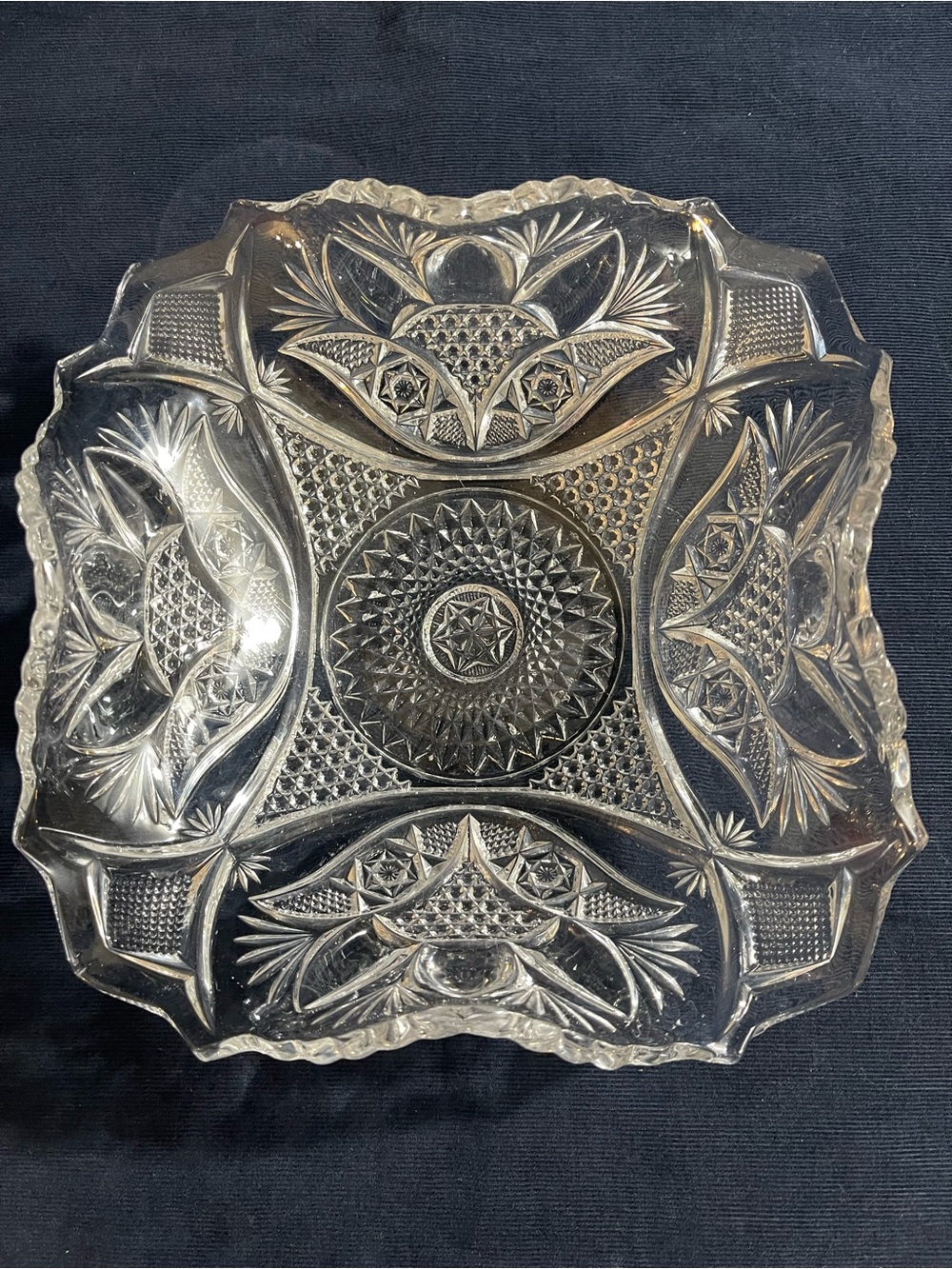 Clear Pressed Glass Decorative Serving Bowl - Clear